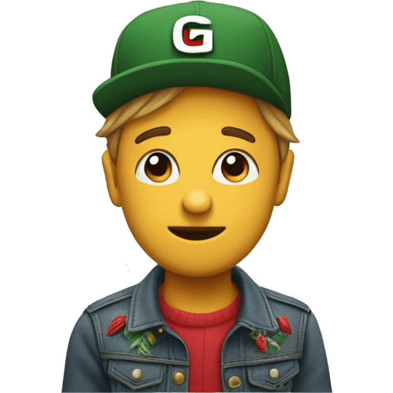 Lach-Emoji mit Guccicap nach hinten emoji