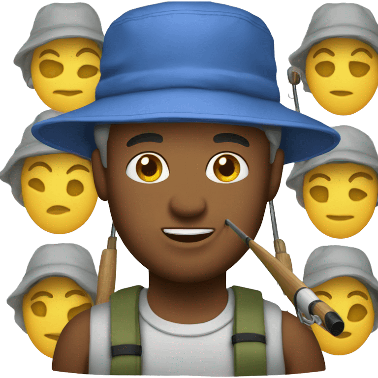 A dad with a bucket hat fishing  emoji