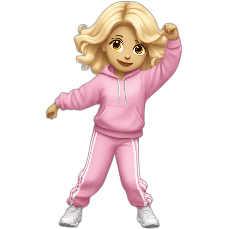 dancing-white-fair-haired-girl-pink-oversize-tracksuit emoji