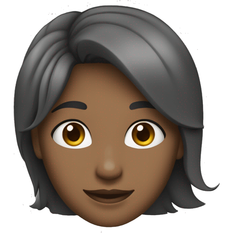 Mulher branca cabelo preto liso médio piscando de um olho só com um sorriso emoji