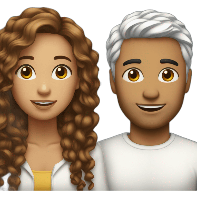 Couple peau blanche cheveux brun emoji