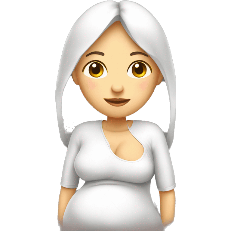  Mujer embarazada piel blanca cuerpo completo voltead de lado derecho emoji