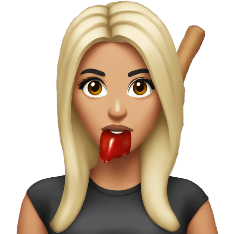 kim kardashian’s with a baseball bat and ketchup around her mouth  emoji