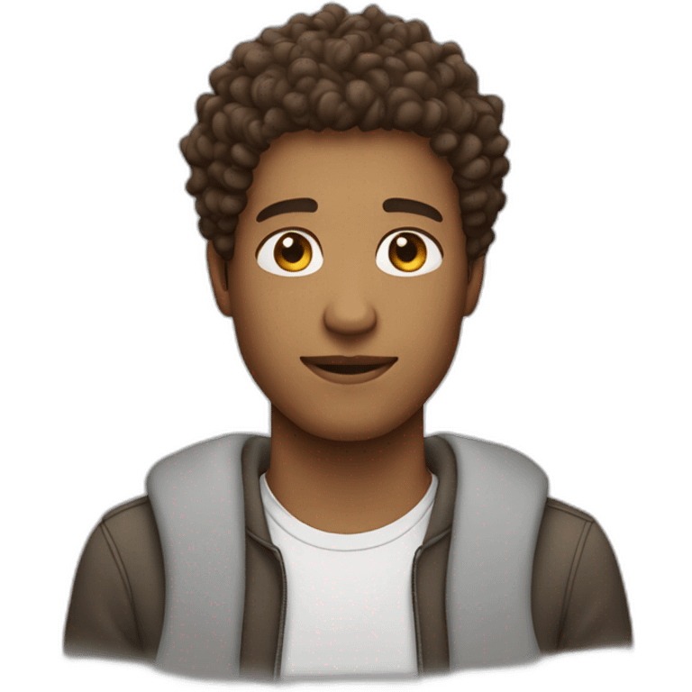 brown curly hair man with fade emoji