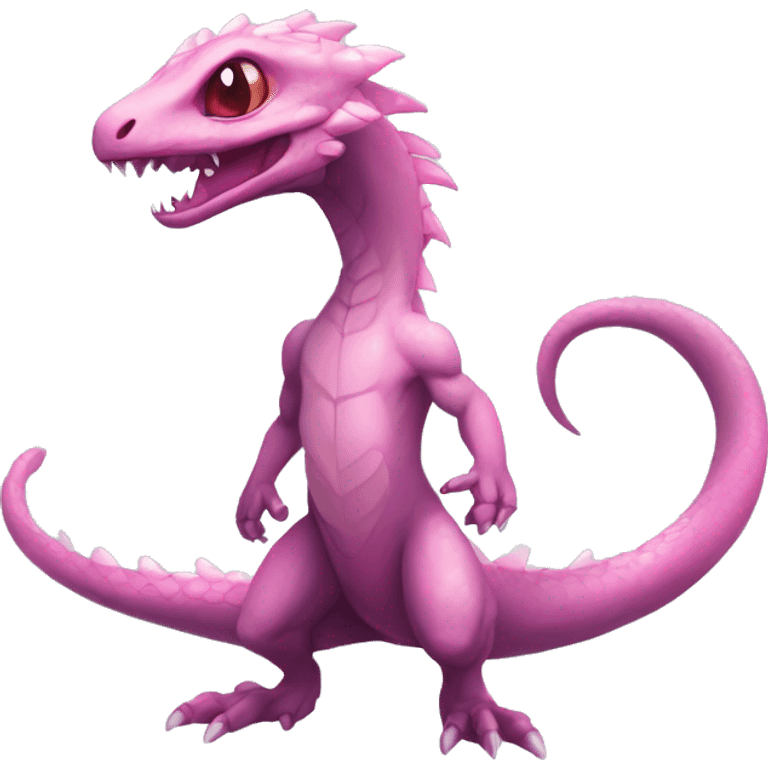 White, Shiny, Chibi, White, Anthro-Sona-Lizard-Alien-Salazzle-Fakémon, with pink eyes, Full Body emoji