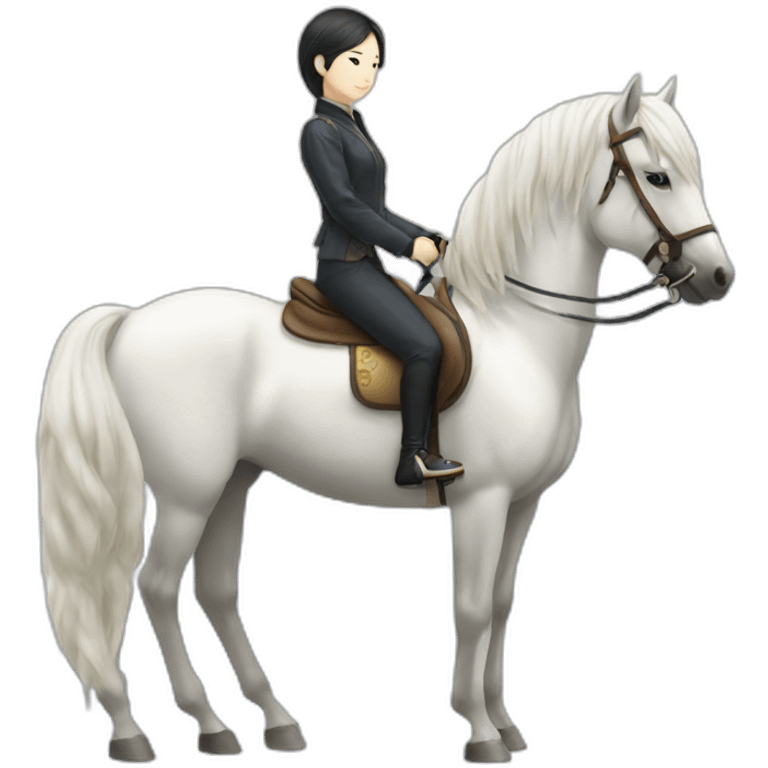 white-hourse-with-rider—japanese-girl emoji