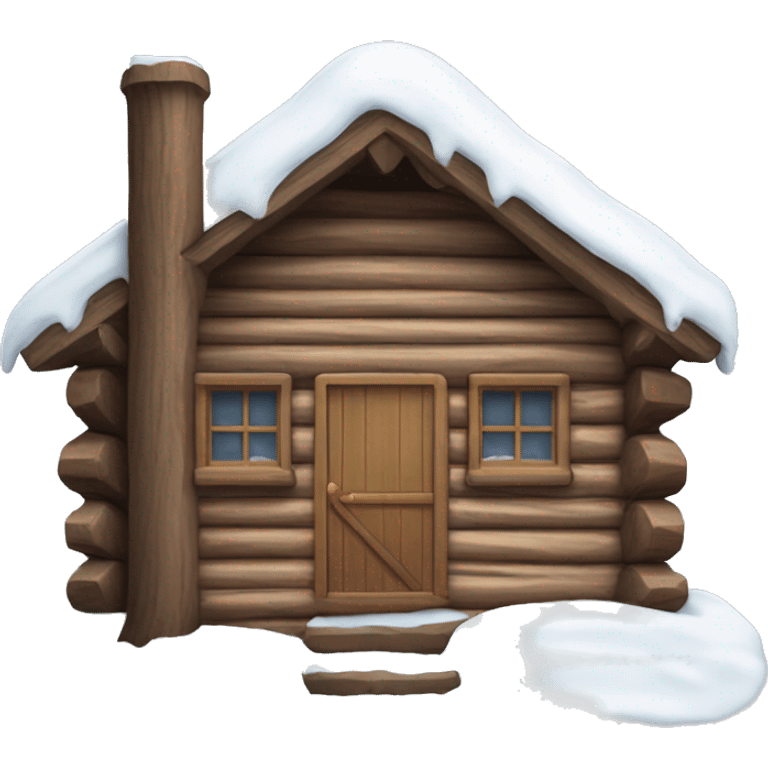 log cabin covered in snow emoji