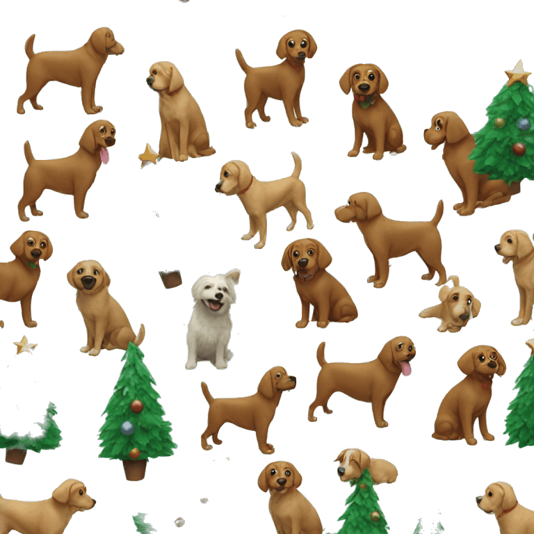 Christmas tree with dogs around emoji