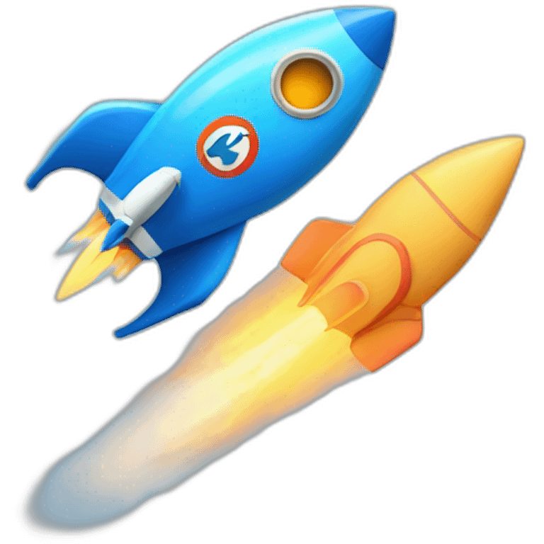 the blue rocket is flying to the right emoji