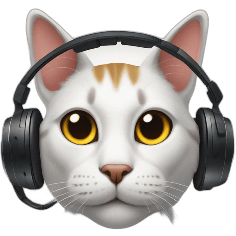 a cat who drinks beer is wearing a gaming headset emoji