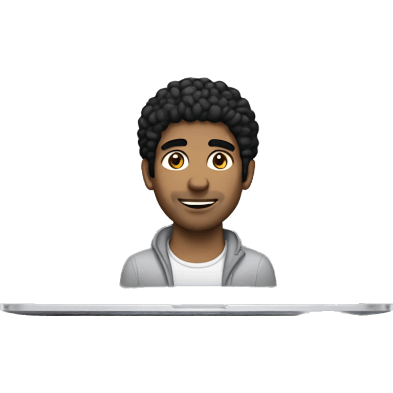 North African man with black hair on MacBook pro emoji