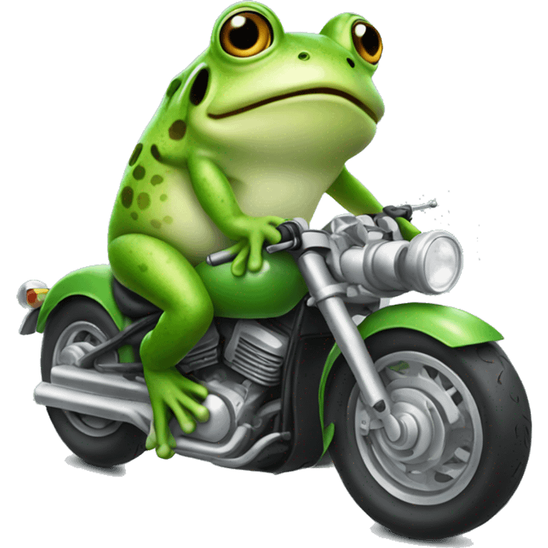 Cute frog on a motorcycle  emoji