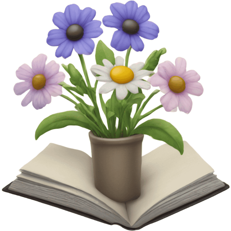 realistic flowers pressing in a book emoji