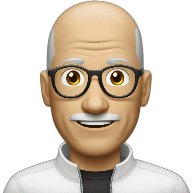 Steve job no hair wearing specs riding bike emoji