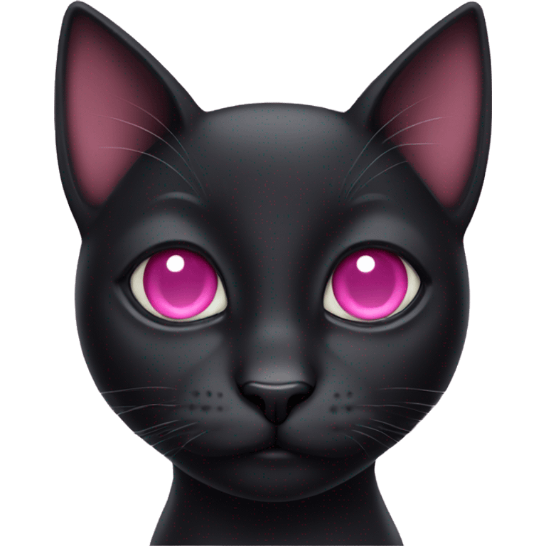 Black cat with pink eyes emoji