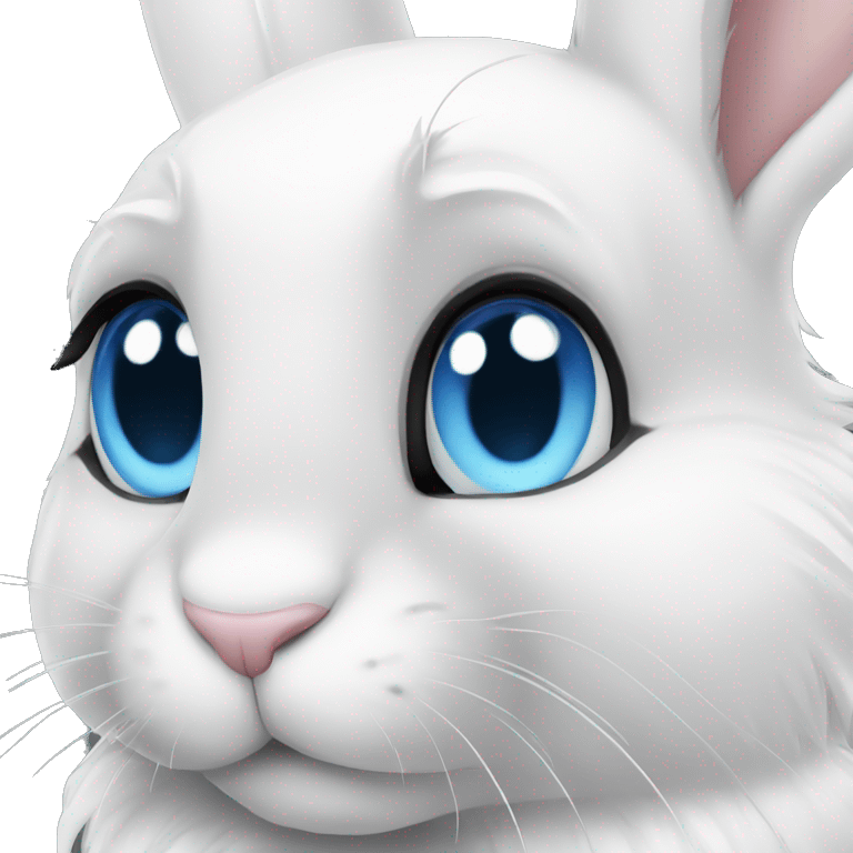 White rabbit blue eyes long haïr emoji