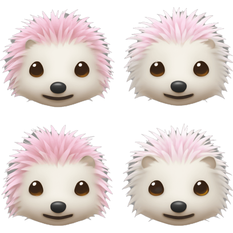 Hedgehog white creamy quills one pink ear one brown ear DIFFERENT colored ears emoji