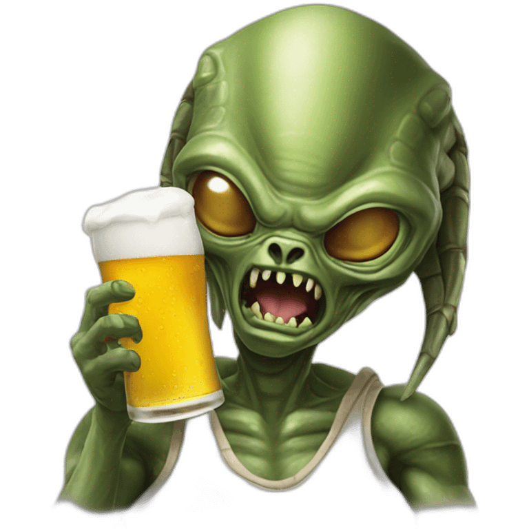 alien predator drinking beer emoji