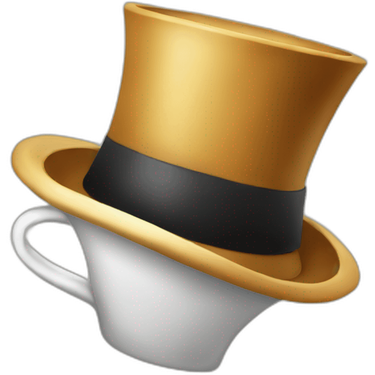 top hat drinking coffee emoji