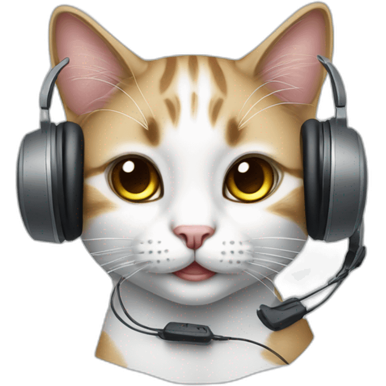 Call center operator cat with a headphone emoji