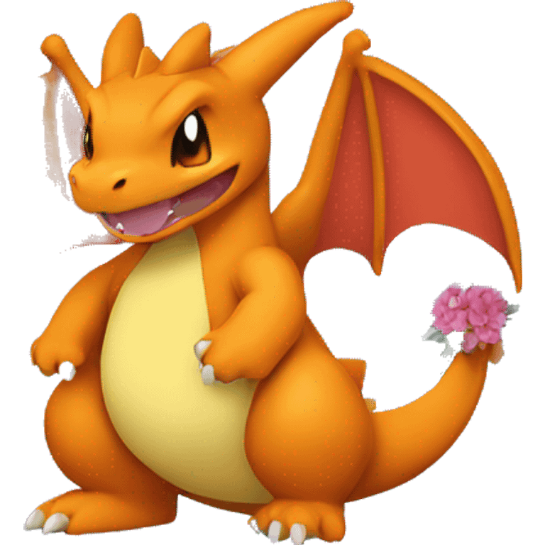 charizard with flowers in background  emoji