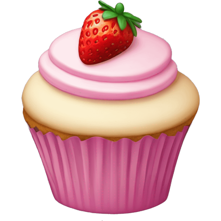 Cupcake with a Cat’s head and strawberry slice  emoji