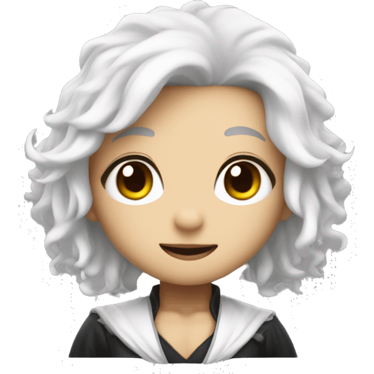 chibi ai character with white hair in a halloween costume emoji