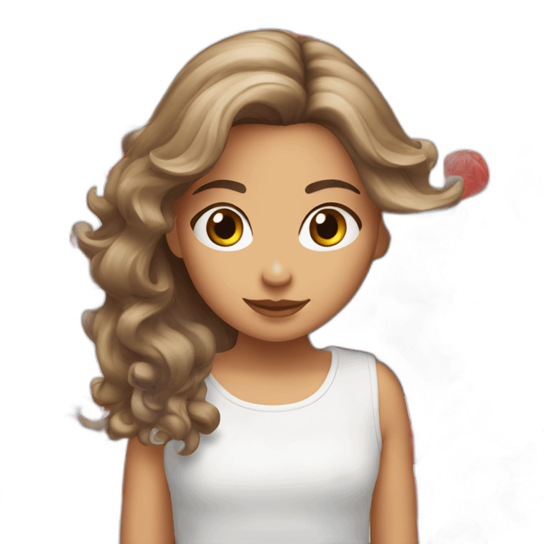 Chica con cabello rojo chureado blanca  emoji