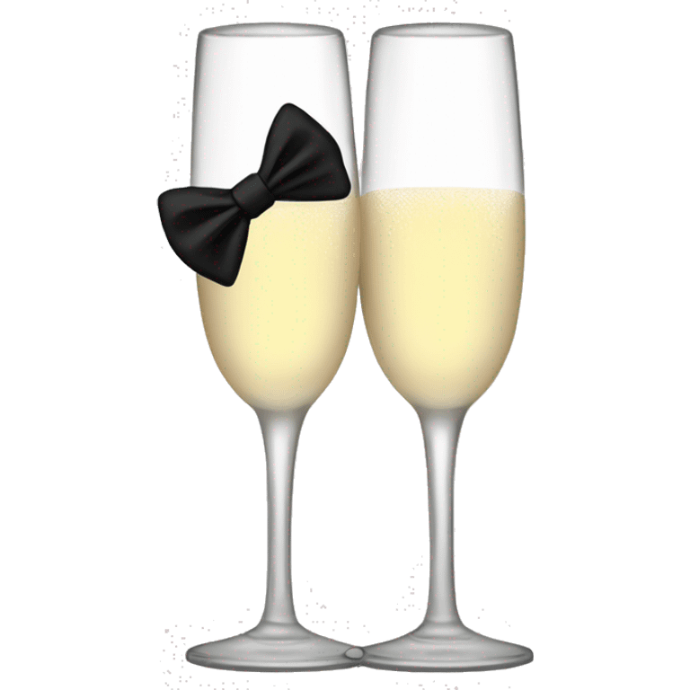 A champagne glass with a black bow on stem emoji