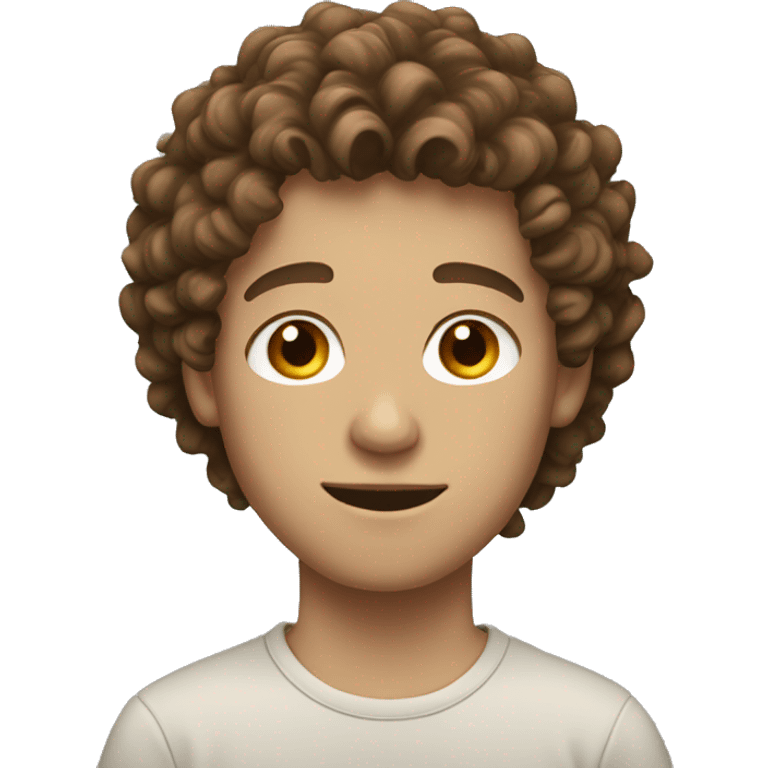 white teenage boy with brown curly hair  emoji