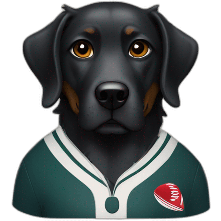 Chien noir rugbyman emoji