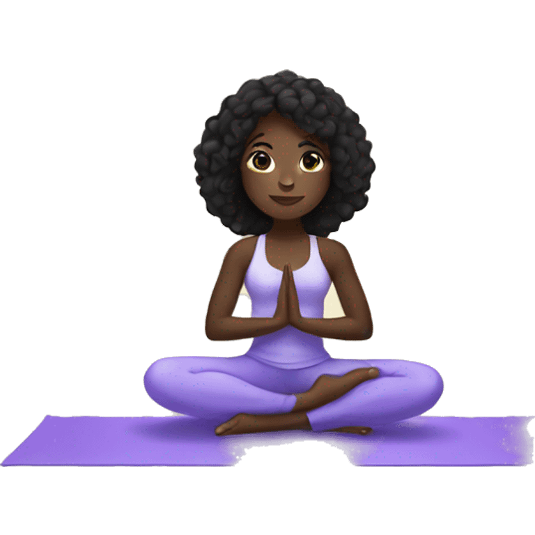 dark skin girl with black hair doing yoga emoji