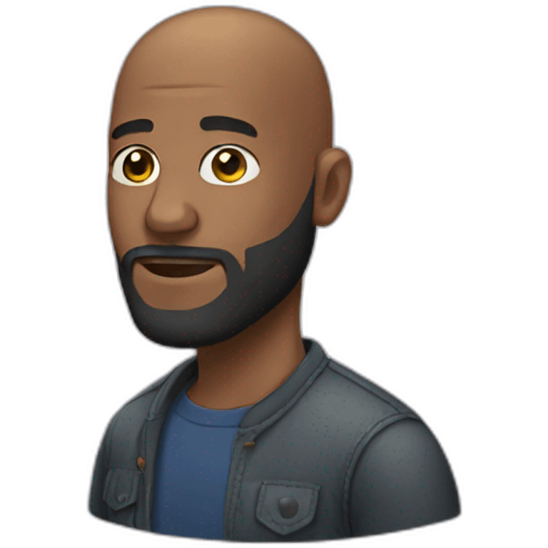 Black bald man with beard emoji