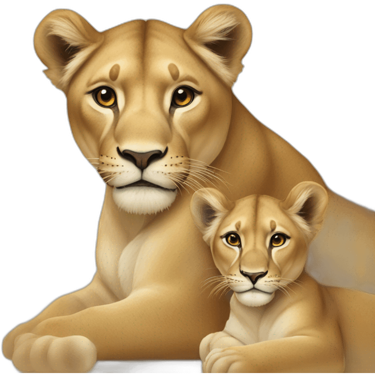 lioness and cub emoji