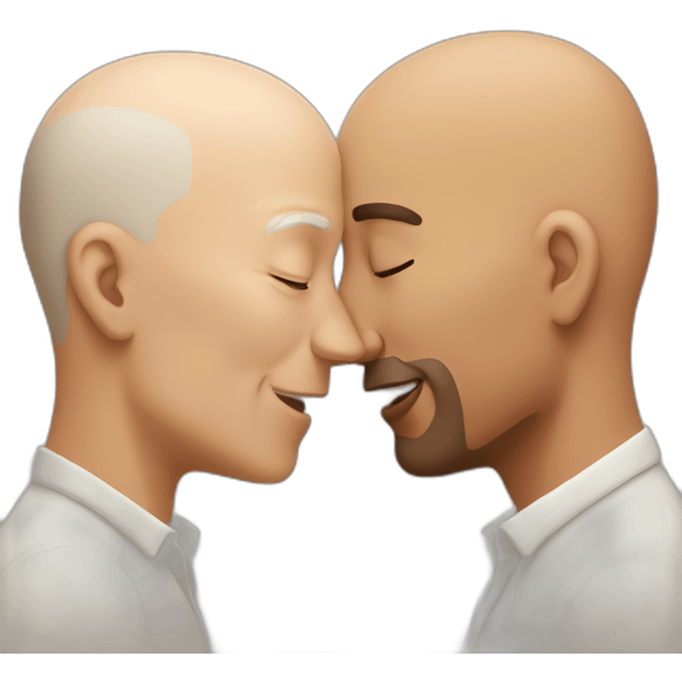 bald older white man kissing brown man emoji