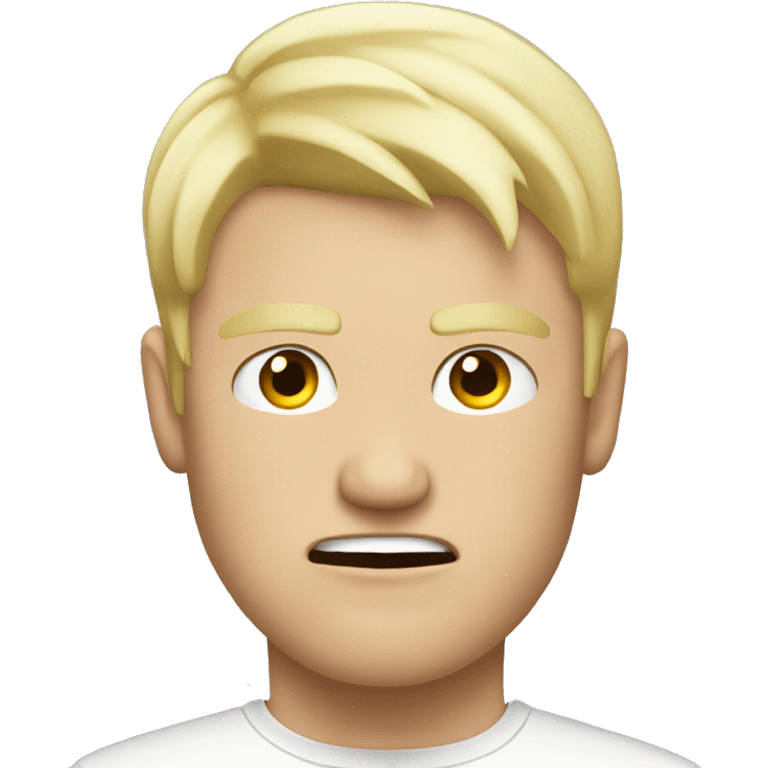 White blonde guy with short blonde hair is angry emoji