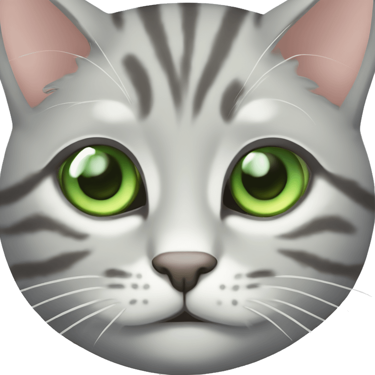 Cute light grey tabby cat light green eyes  emoji