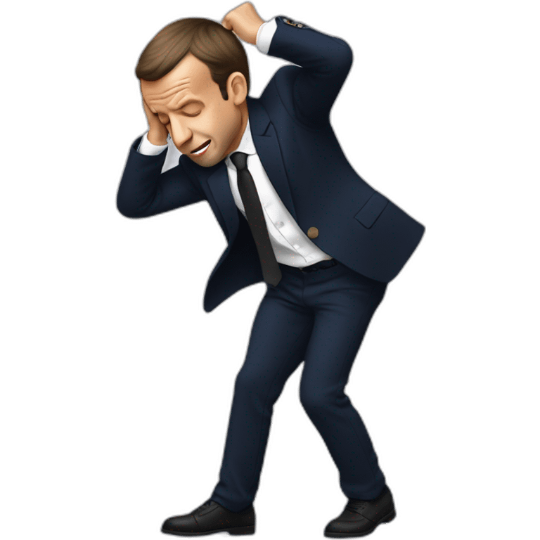 emmanuel macron doing a dab emoji