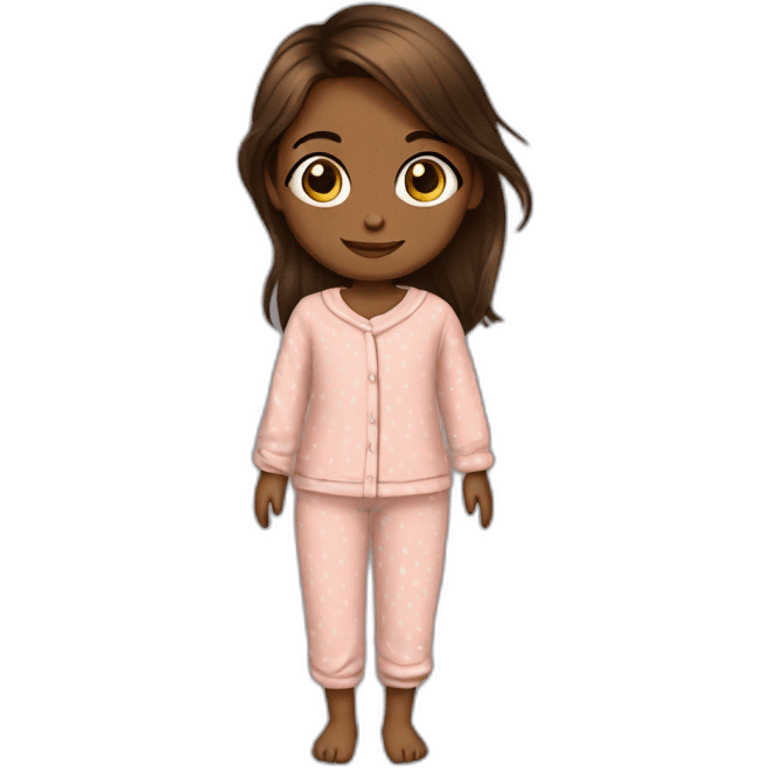 Fille en pyjama , peau marron , yeux noisettes,  cheveux noir court emoji