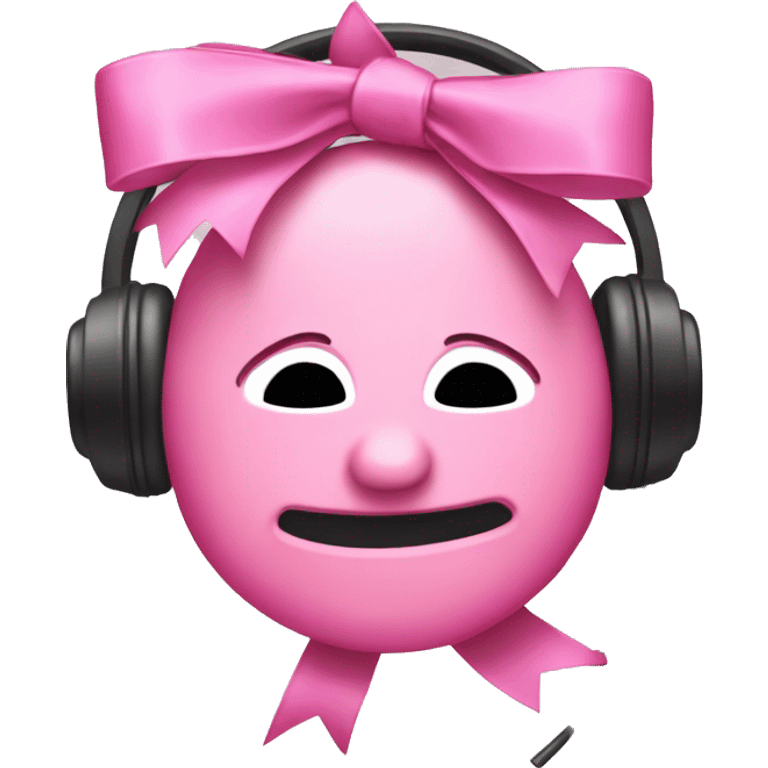 Pink head phone emoji with bows on the side emoji