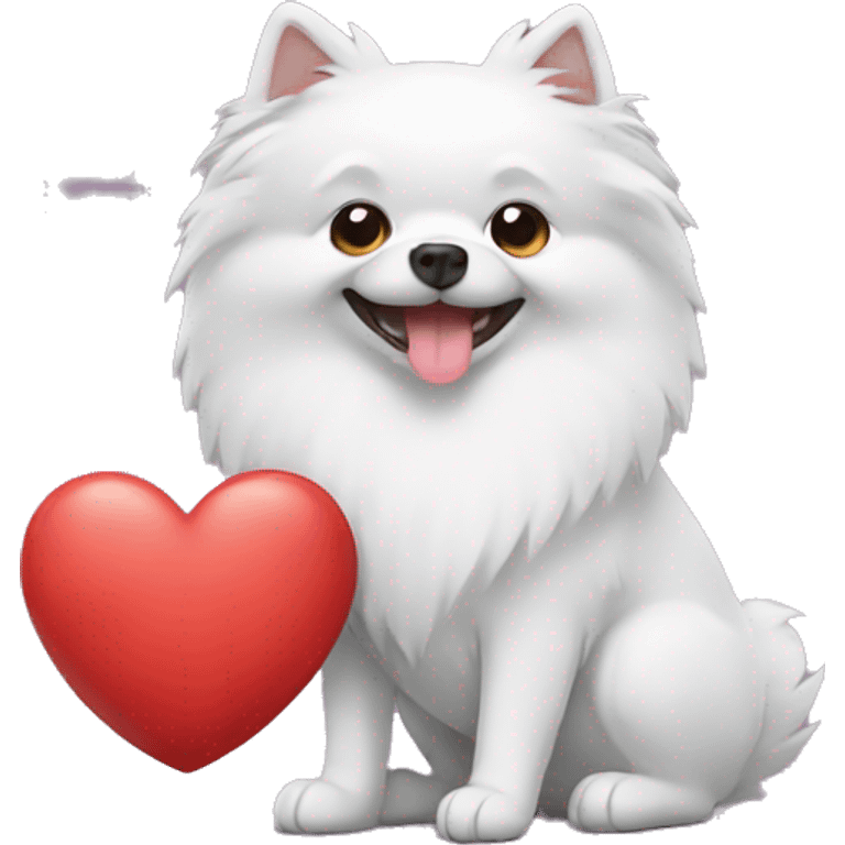 Spitz holding a heart emoji