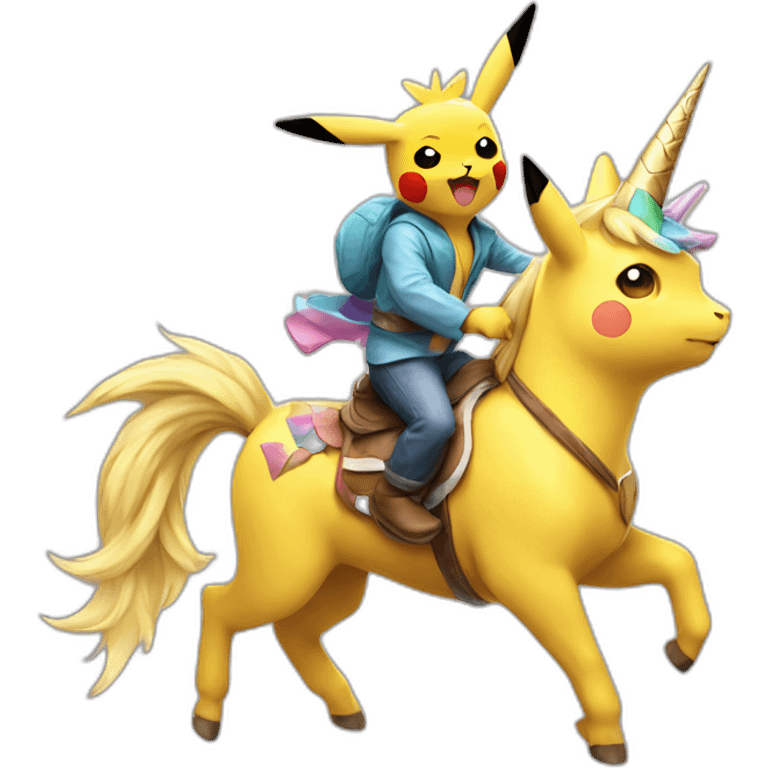 Pikachu riding a unicorn emoji