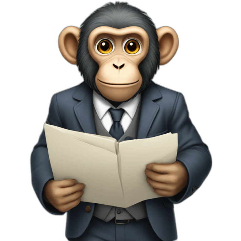 this monkey professor monkey professor with suit holding a chart emoji