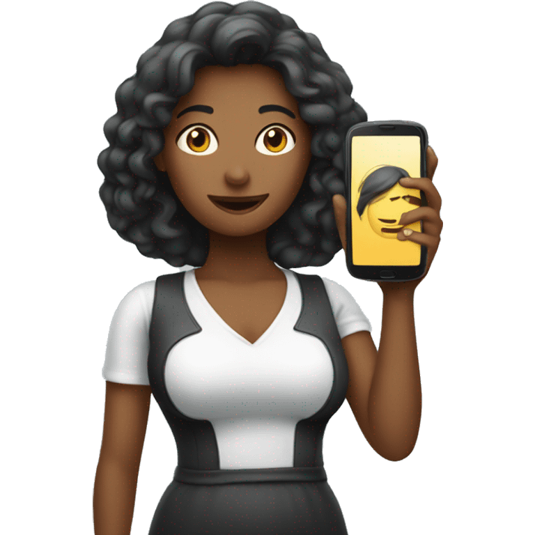 woman showing big phone emoji