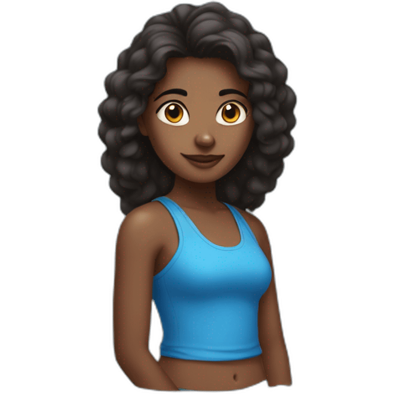 dark skinned Indian girl in a blue tank top emoji