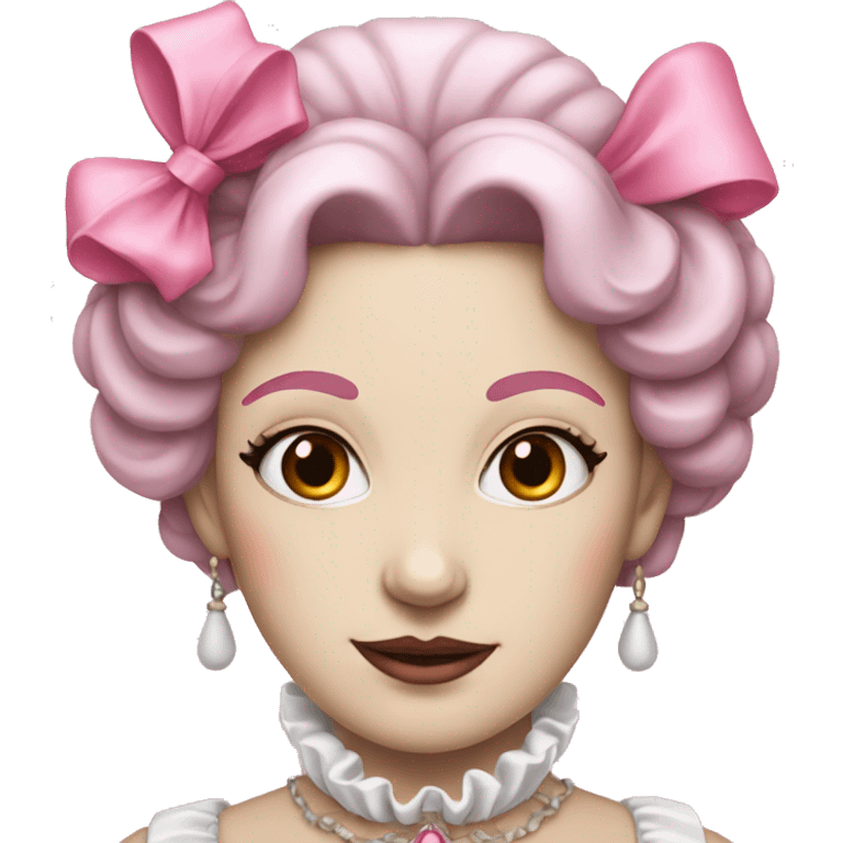 Renaissance lady with white face and pink makeup and bows  emoji