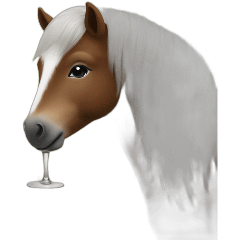 shetland pony drinking wine emoji