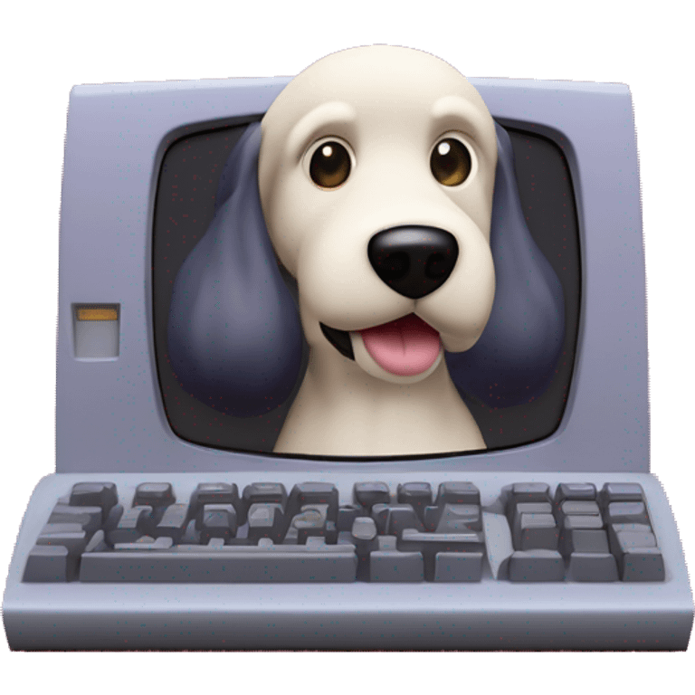 Retro old 90s computer graphics cgi 3d rendered zingy shiny dog emoji