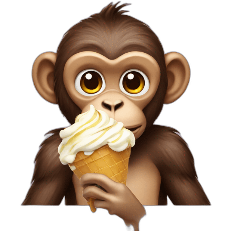 Monkey eat ice-cream emoji