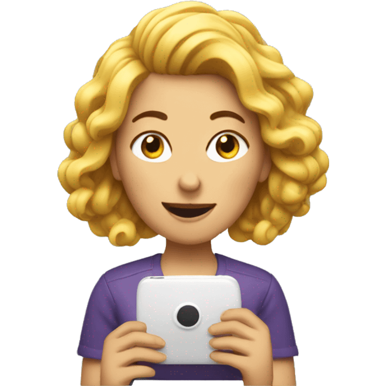 A woman with a fun hair typing on a phone  emoji